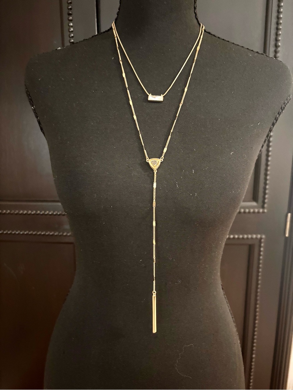 Guess Layered Gold Y-Drop Necklace